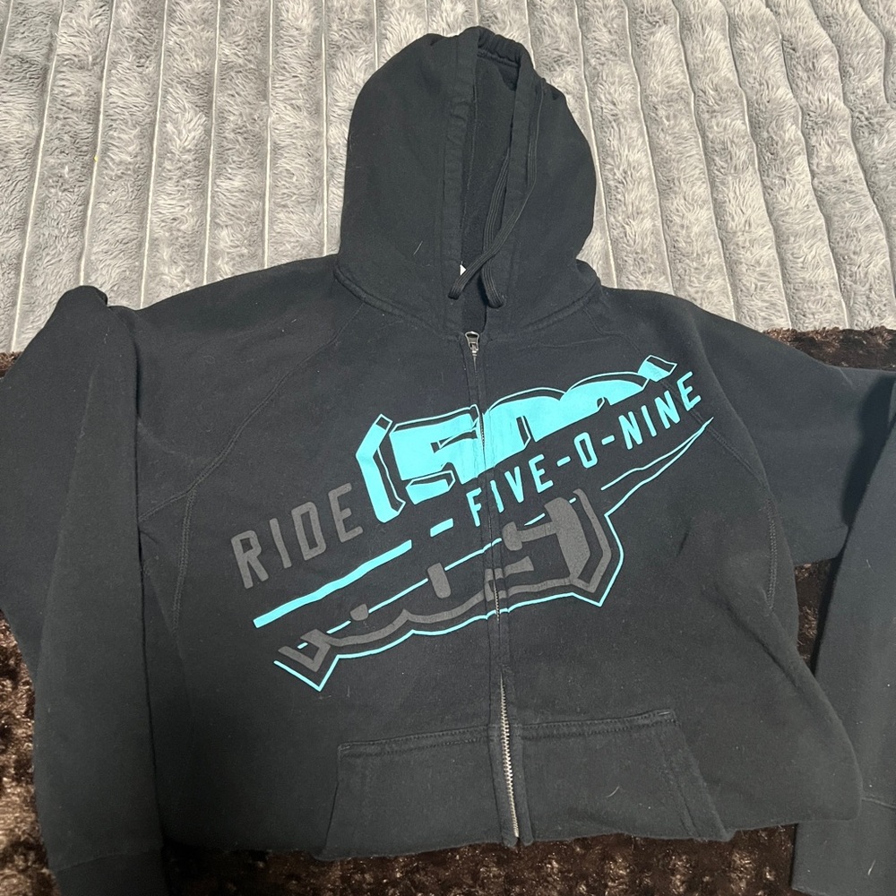 509 Black Hoodie with Blue Graphic